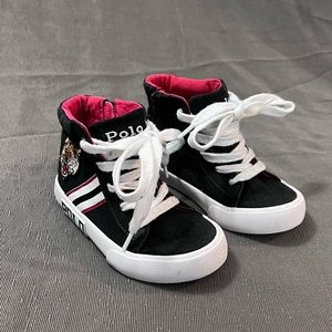 Polo Ralph Lauren Easten Mid Tiger Blk/Wht/Red Sneakers Size 9